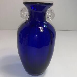 Beautiful Vintage Cobalt Blue Art Glass Vase ~ Absolutely Gorgeous Deep Blue!